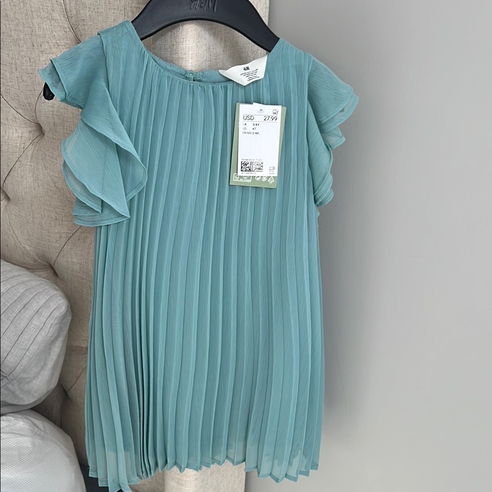 Teal Pleated Dress